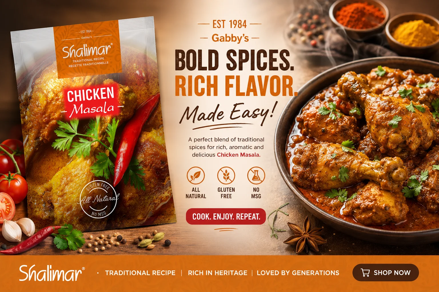 Shalimar Chicken Masala promotional banner